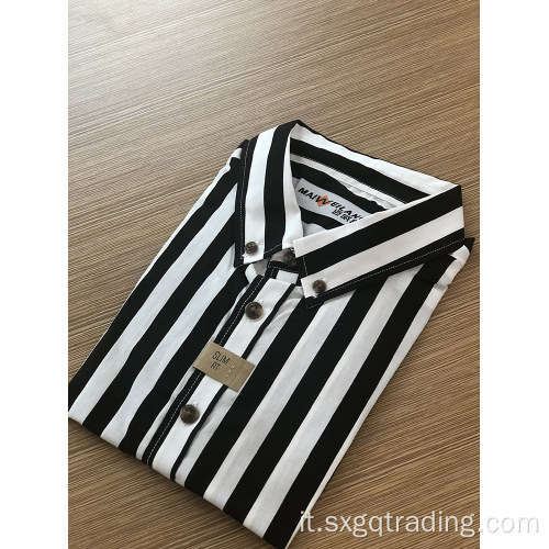 Camicia per bambini a manica corta a righe tinto in filo moda